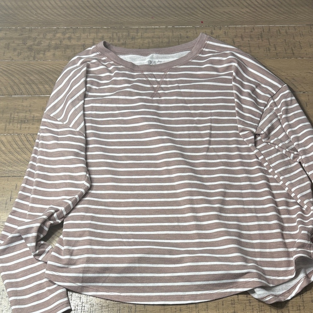 Maurices Brown and White Striped Long Sleeve Tee
